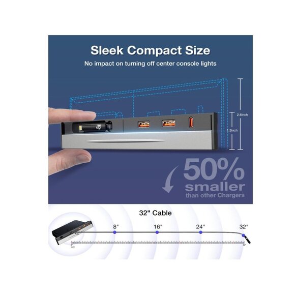 Wigoo 2025 Upgrade USB Charger Hub for Tesla Model Y/3 4-Ports Phone Charger Sui - Picture 4 of 6